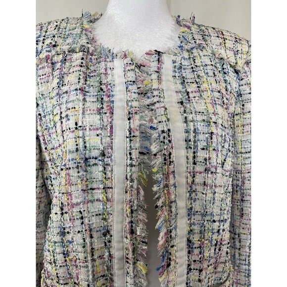 Worthington Women's M Tweed Blazer Jacket White Multicolor Pink Old Money Classy - Picture 4 of 14